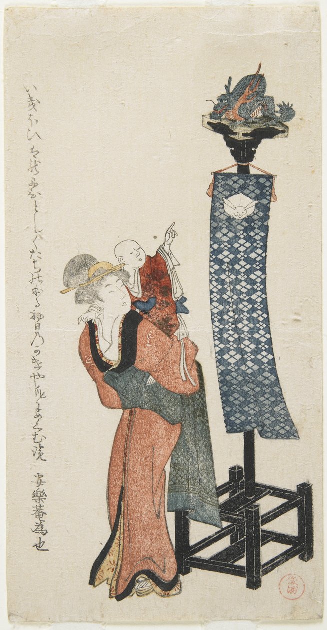 Mother with Pointing Baby, sent 1700-tidigt 1800-tal av Kubo Shunman