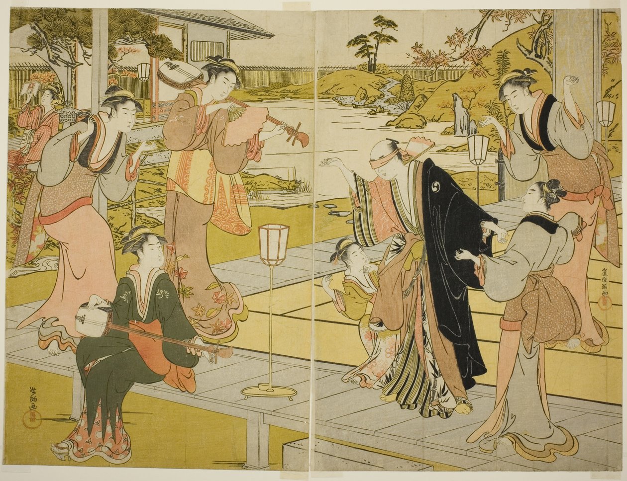 Oboshi Yuranosuke på Ichiriki Teahouse, från scen VII i Storehouse of Loyal Retainers av Kubo Shunman
