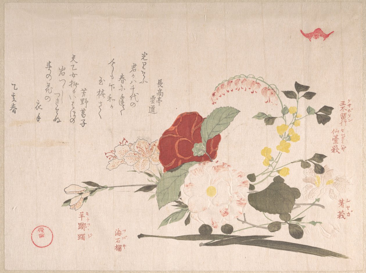 Vårregnssamling (Harusame shū), vol. 2: Snittblommor: klematis, buskklöver, iris, kamelia och azalea av Kubo Shunman