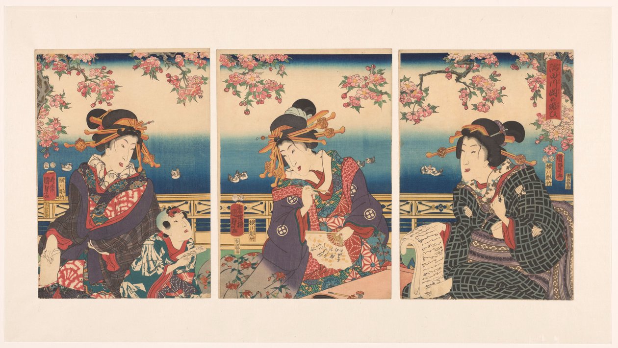Välstånd i bergen längs floden Sumida av Kunisada (II) , Utagawa