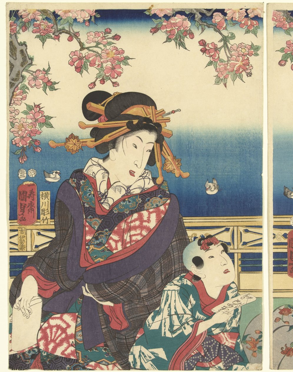 Välstånd i bergen längs floden Sumida av Kunisada (II) , Utagawa
