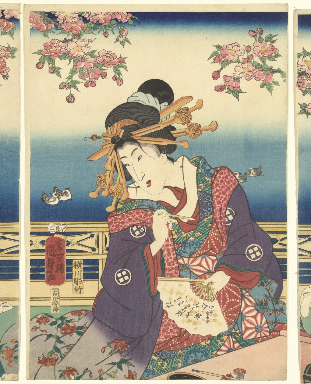 Välstånd i bergen längs floden Sumida av Kunisada (II) , Utagawa