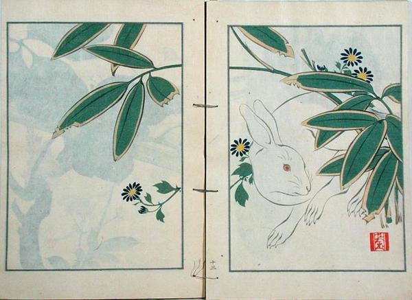 Kaninen, från en samling av konstnärens verk publicerad av Kobyashi Bunscichi 1901 (träblock i färg) av Kurokawa Yasusada Kigyoku