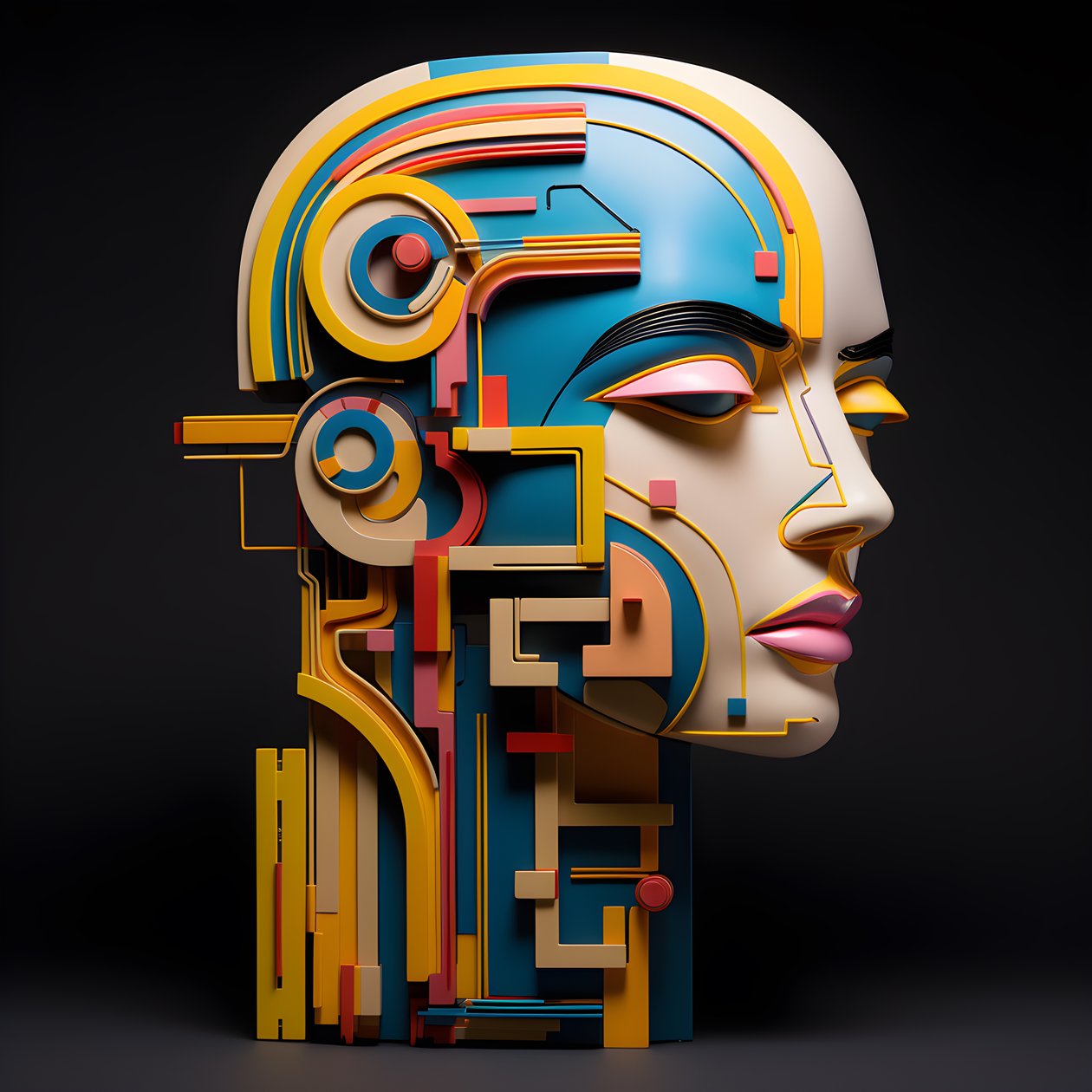En 3D-skulptur av ett vackert mänskligt ansikte 3 av Kurt Heppke
