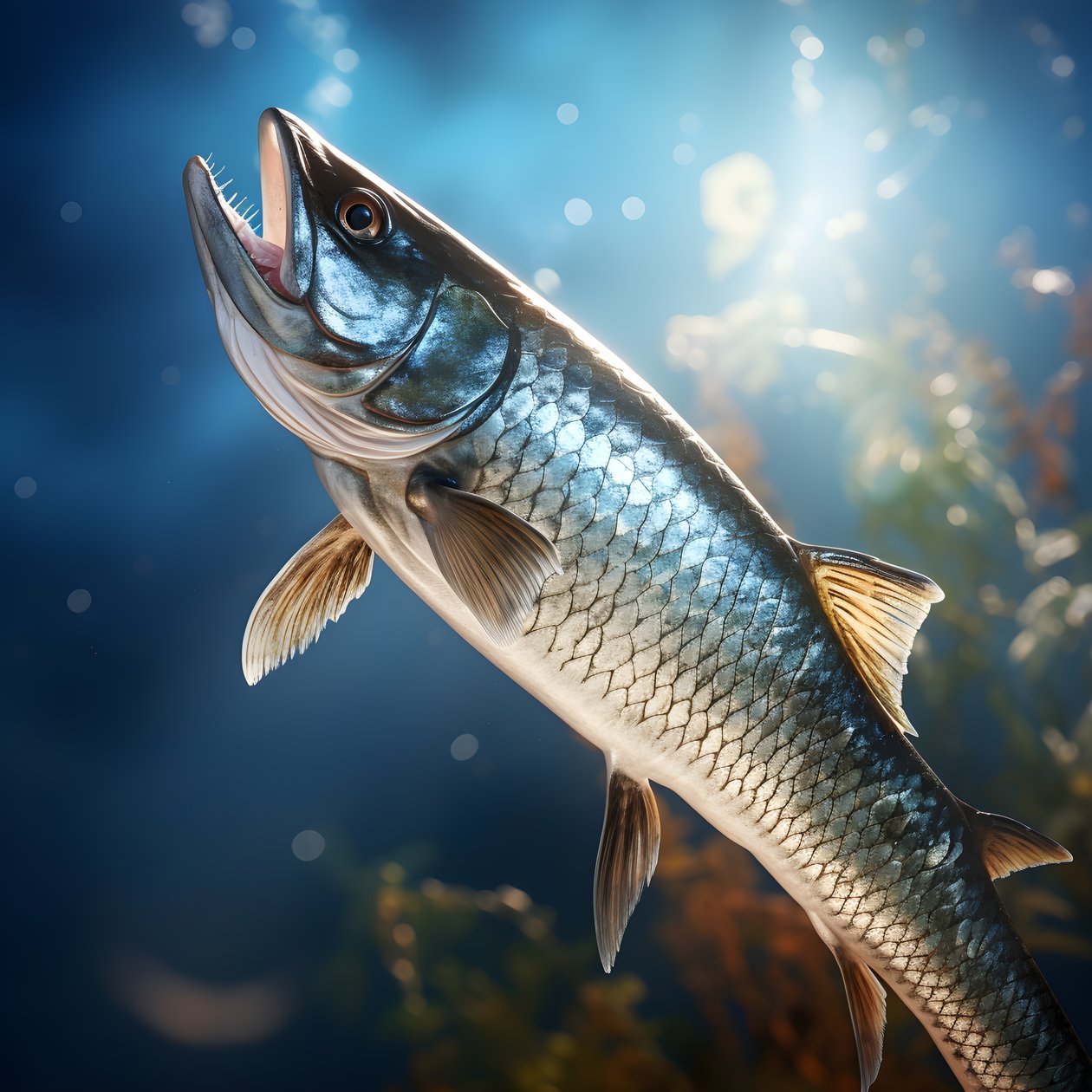 En snoek, en typ av fisk, fångades på en fiskelina 2 av Kurt Heppke