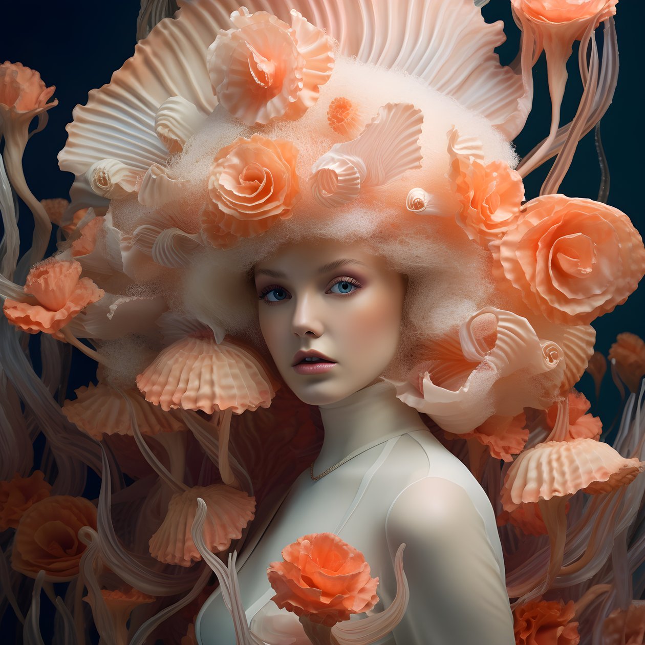 Ett nära porträtt av den vackra undervattens Actinia Sea Anemones Flower Goddess 3 av Kurt Heppke