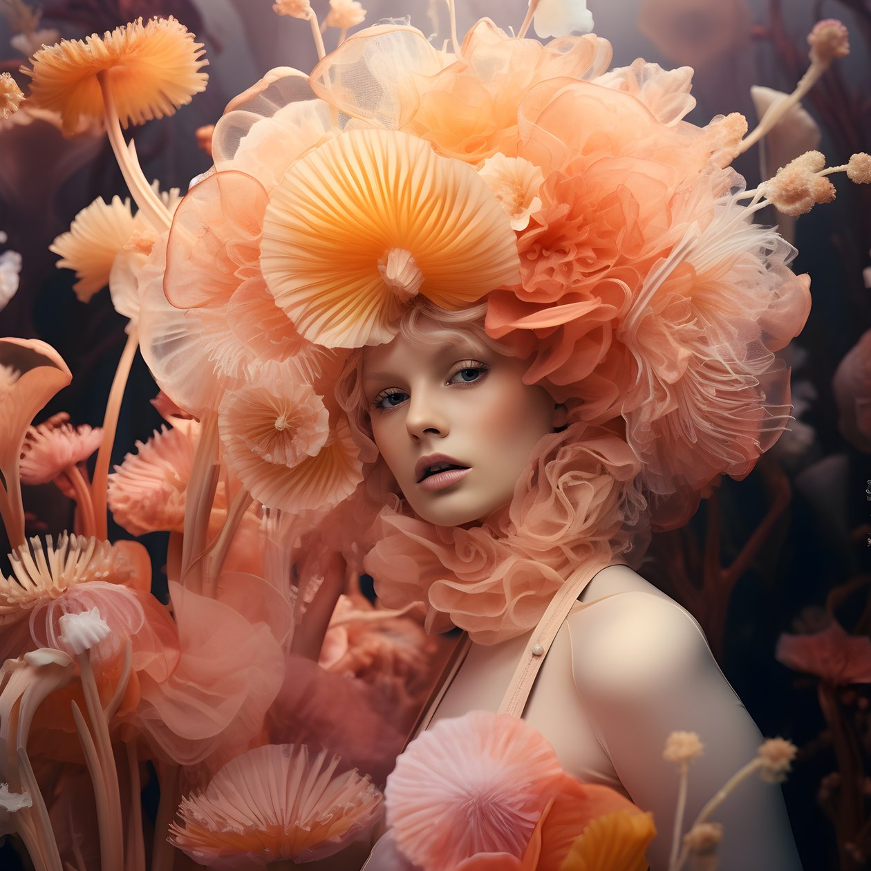 Ett nära porträtt av den vackra undervattens Actinia Sea Anemones Flower Goddess 4 av Kurt Heppke