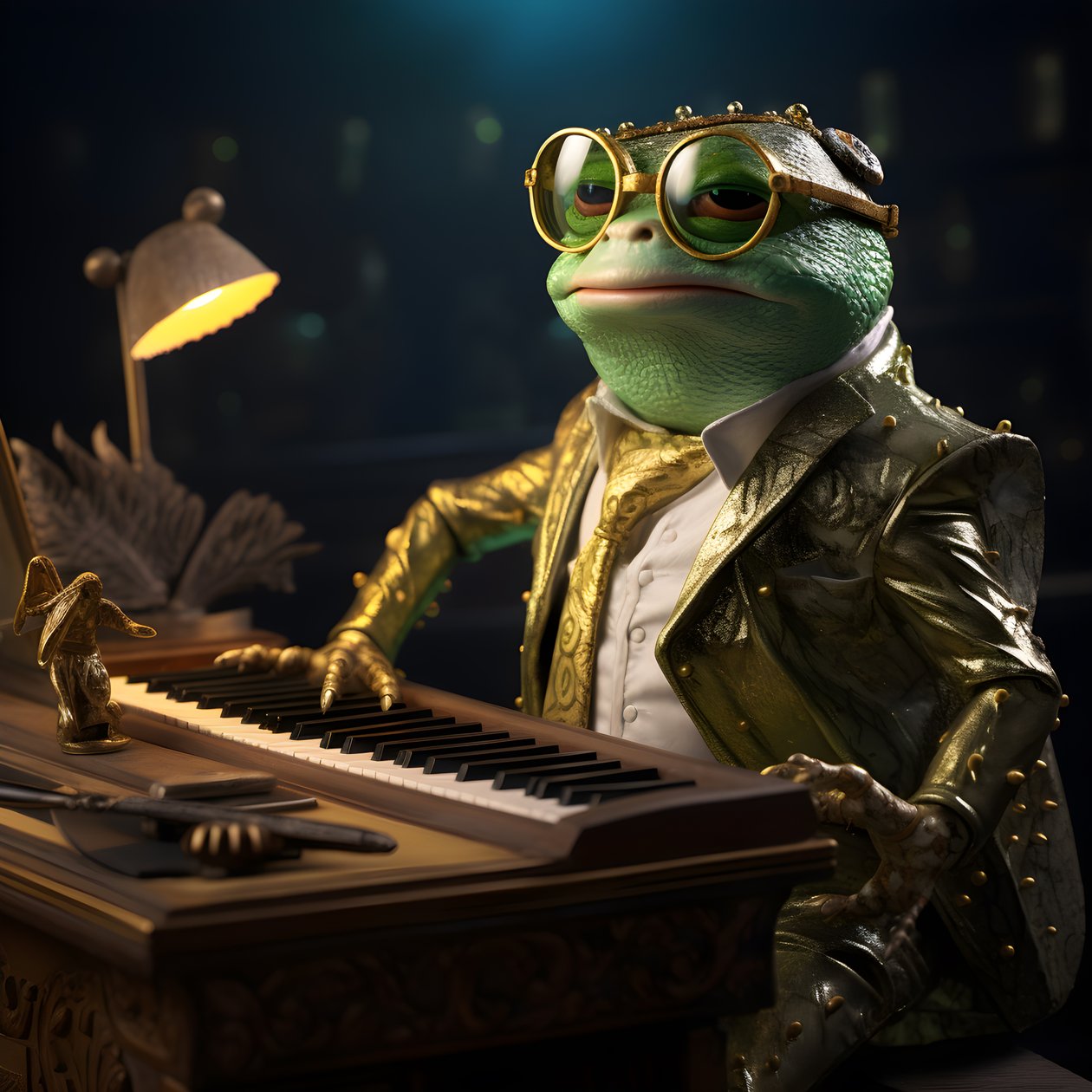 Elton John som en groda med solglasögon och piano 3 av Kurt Heppke