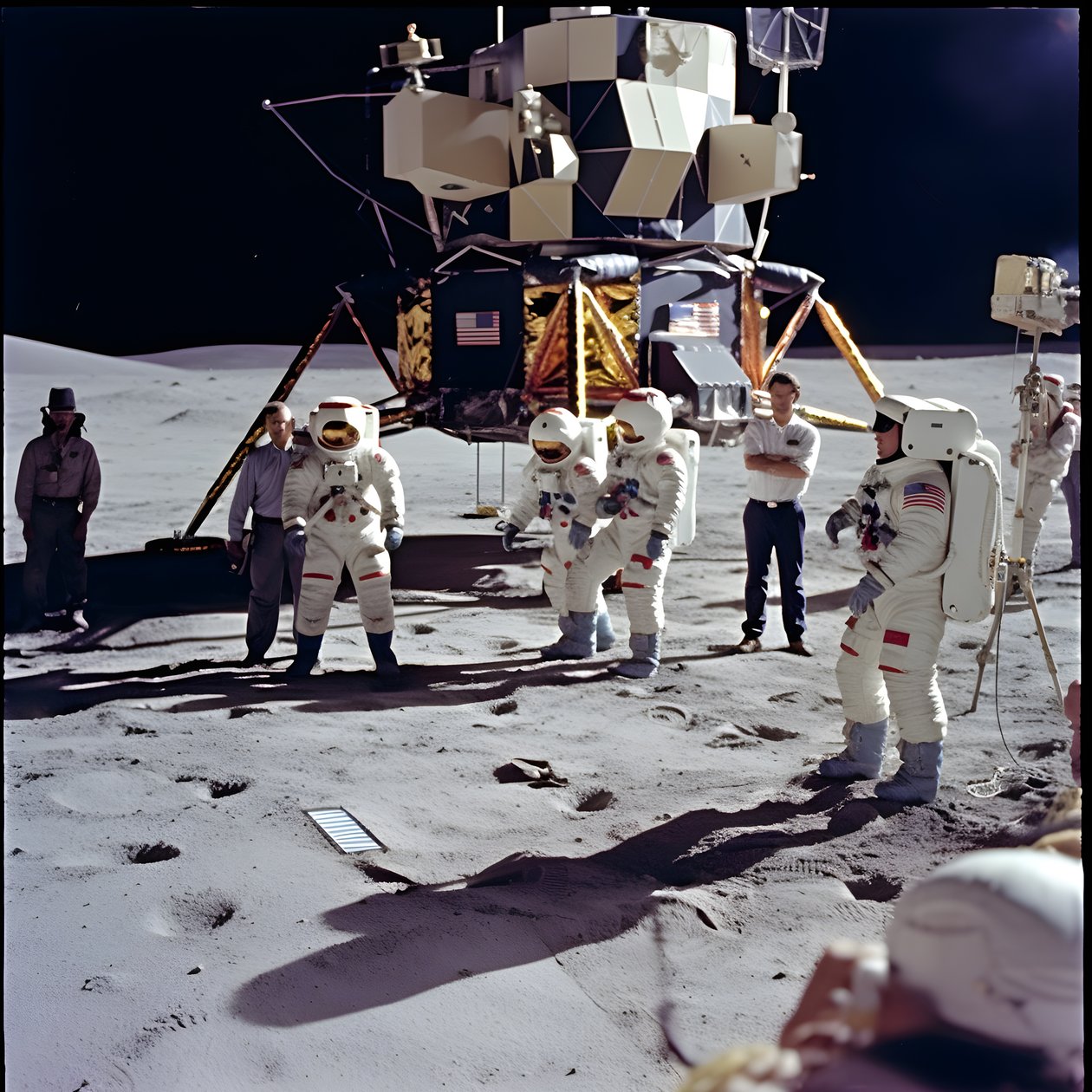 Grupp människor med TV-kamera för att visa det falska Apollo 11-projektet 1 av Kurt Heppke