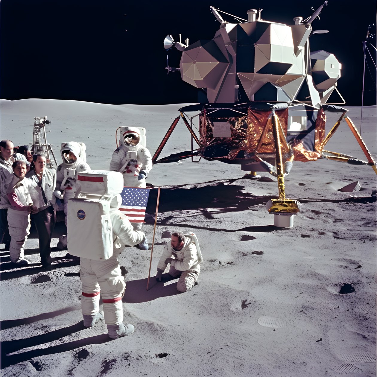 Grupp människor med TV-kamera för att visa det falska Apollo 11-projektet 3 av Kurt Heppke