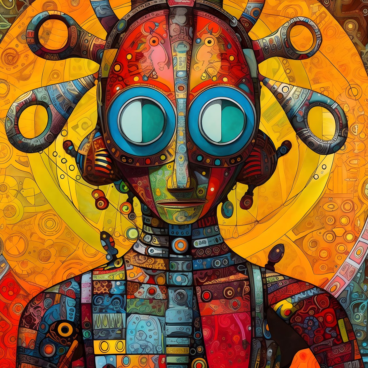 Carnival Cajun Swamp Mutant Sci-Fi Droid, i konstnärlig stil av Tim Burton och Beksinski 1 av Kurt Heppke