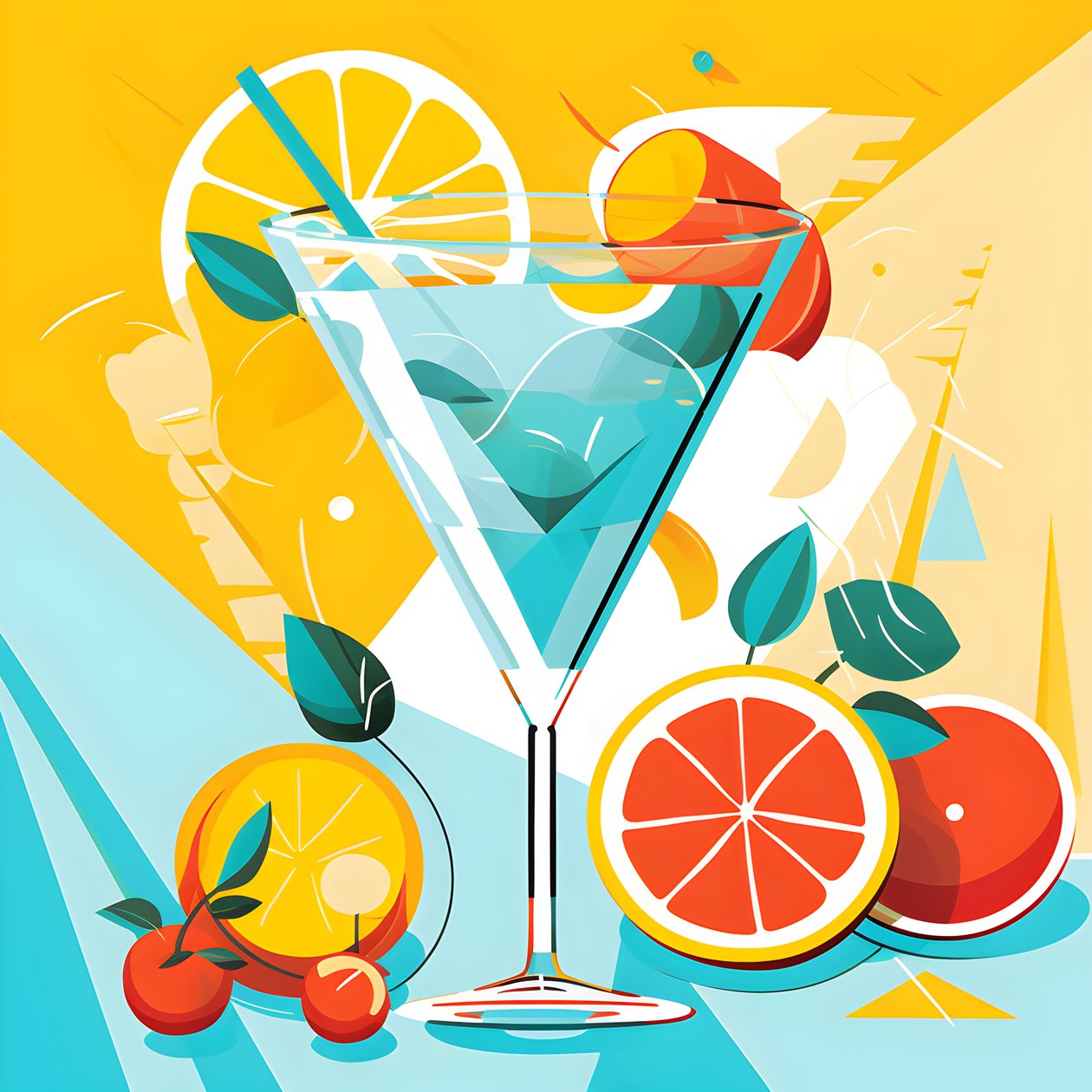 Affisch med citroner, cocktails med citroner, mynta 1 av Kurt Heppke