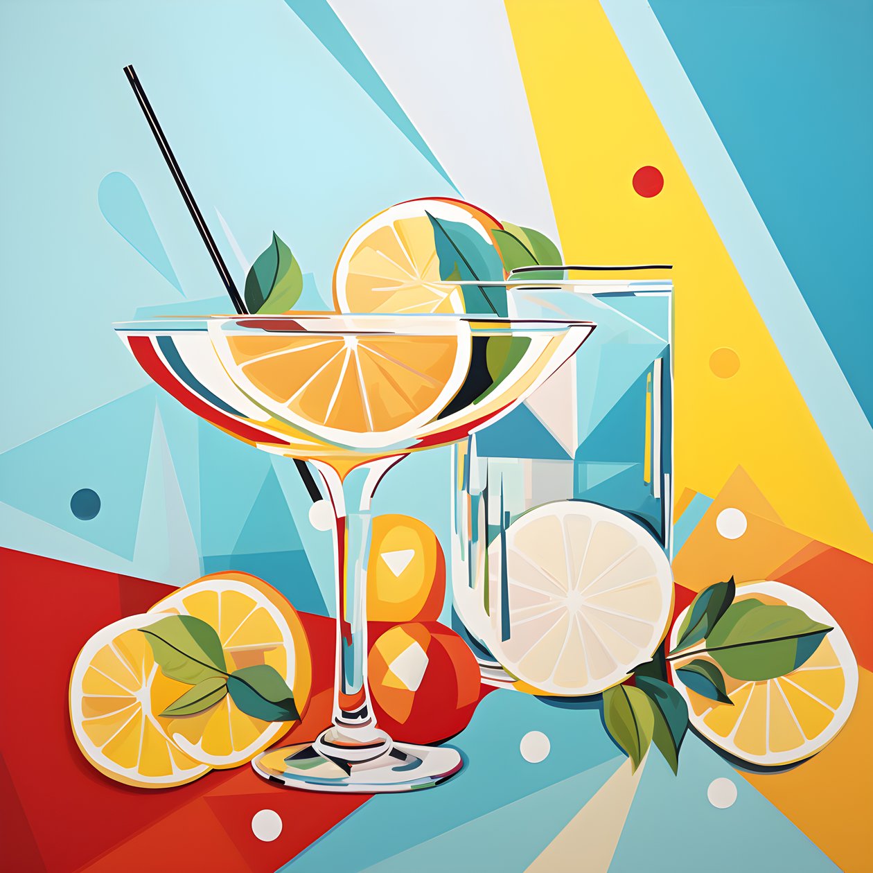 Affisch med citroner, cocktails med citroner, mynta 4 av Kurt Heppke