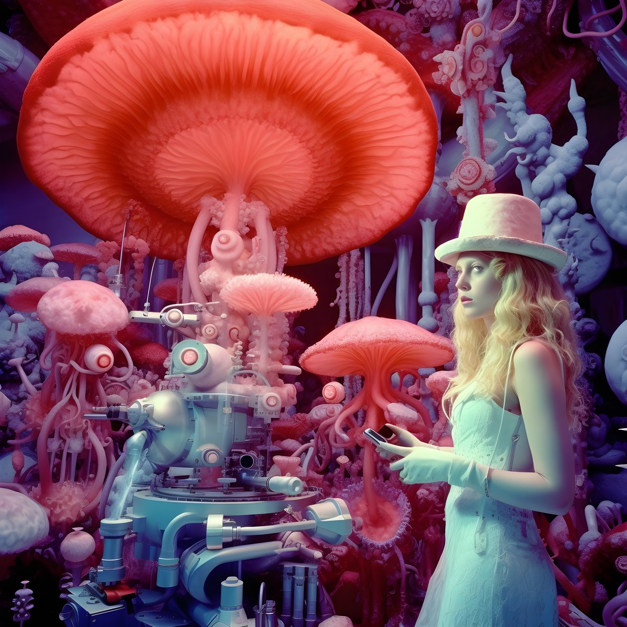 Superupplöst elektronmikroskop skott av kvinna i konstnärlig stil av David LaChapelle 4 av Kurt Heppke