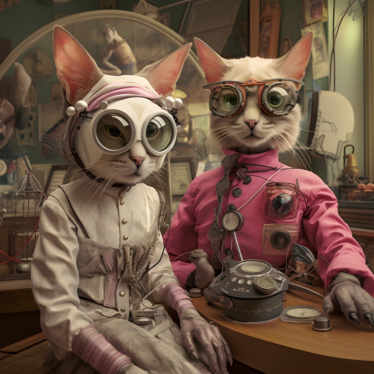 Två antropomorfa katter, Tomcat och Cat, Kubrick Ian Synthetic 1 av Kurt Heppke