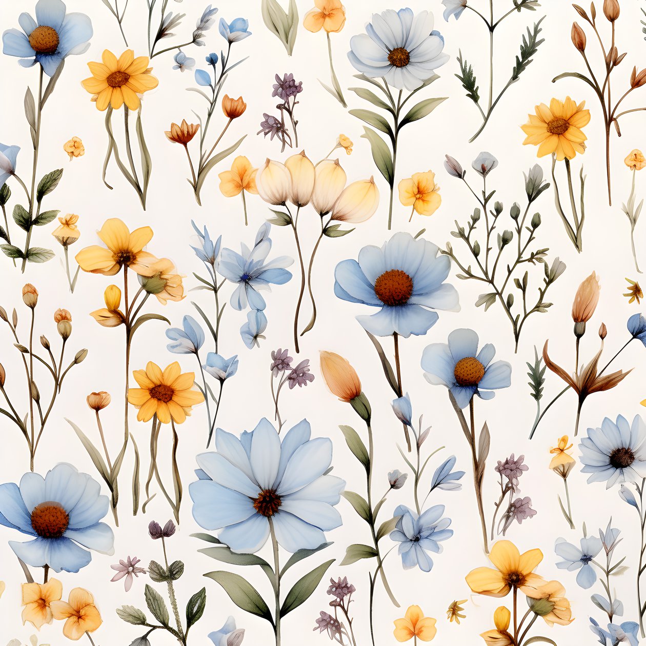 aquarell boho blommiga vilda blommor 2 av Kurt Heppke