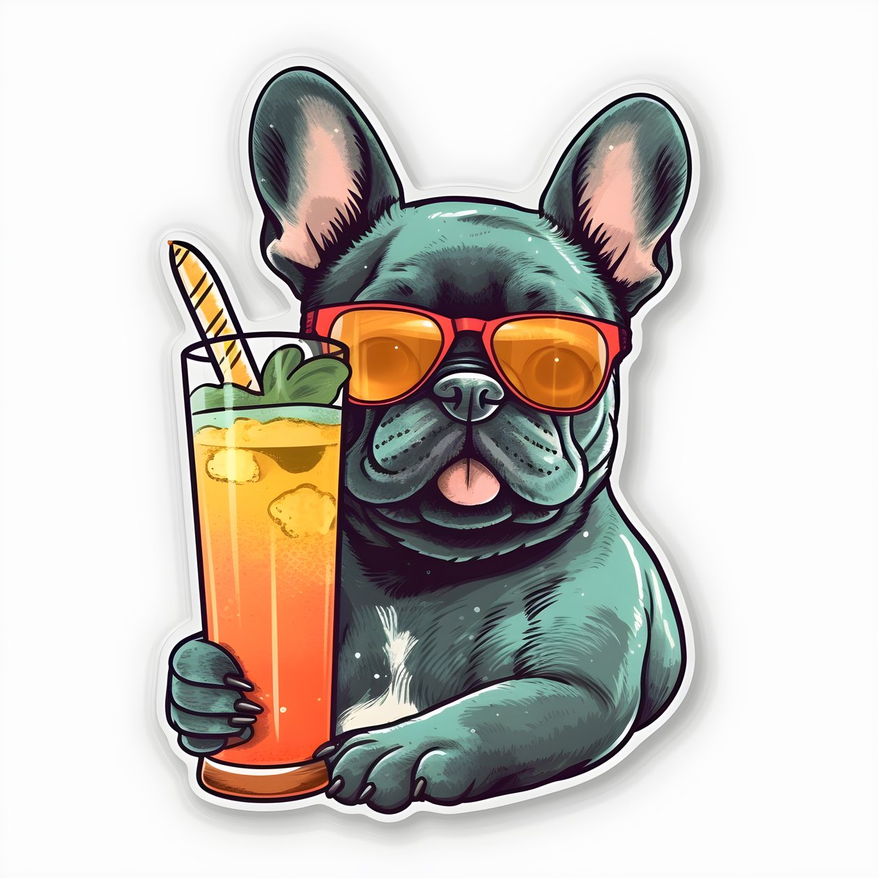 klistermärken, coola franska bulldoggar, dricka en cocktail 2 av Kurt Heppke