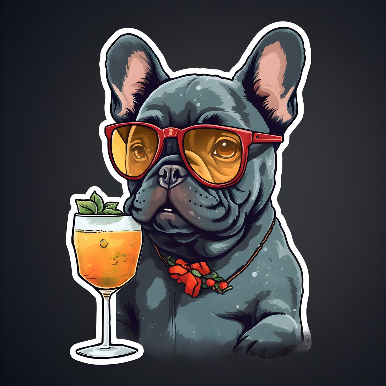 klistermärken, coola franska bulldoggar, dricka en cocktail 3 av Kurt Heppke