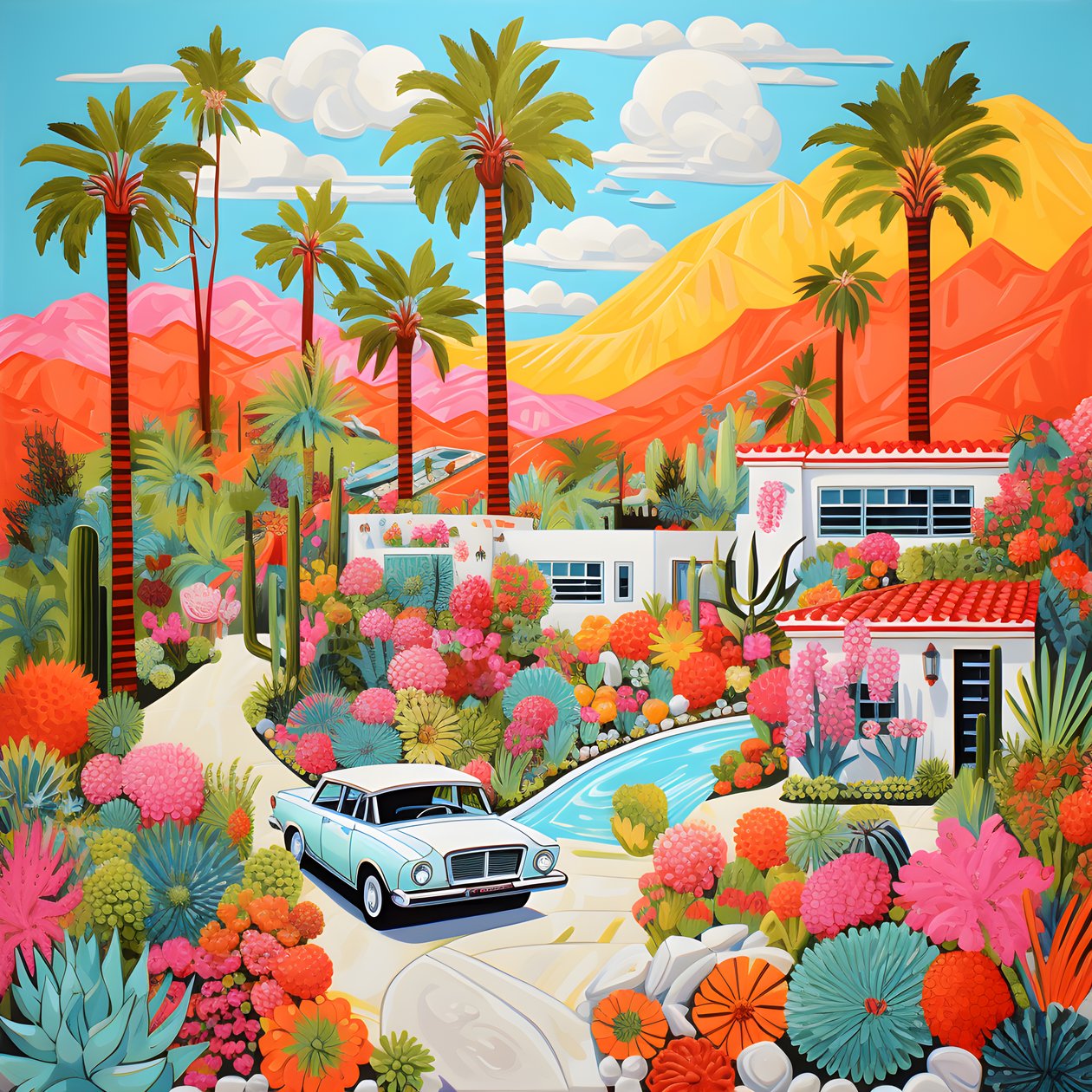 detaljerad illustration av Palm Springs 1 av Kurt Heppke