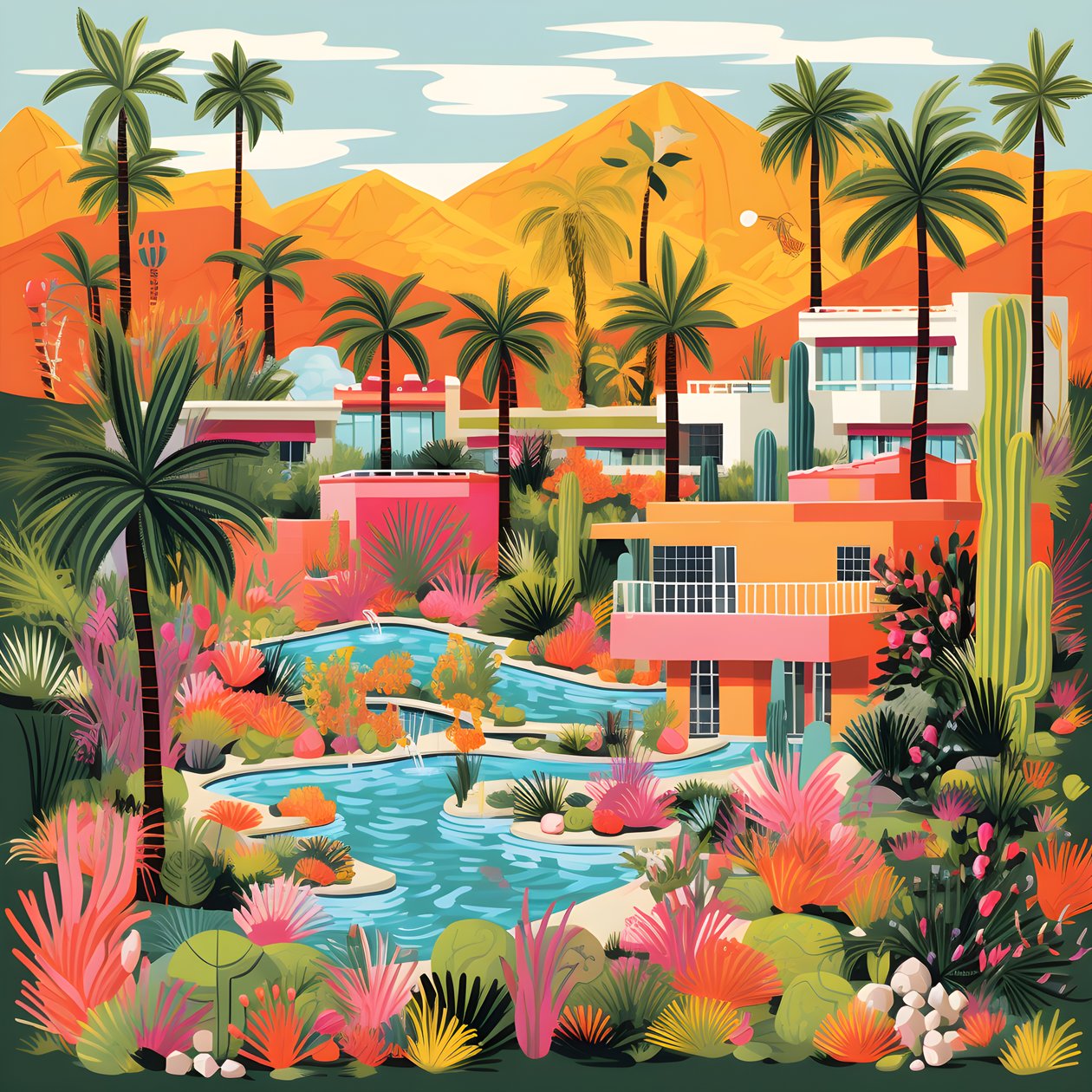 detaljerad illustration av Palm Springs 2 av Kurt Heppke