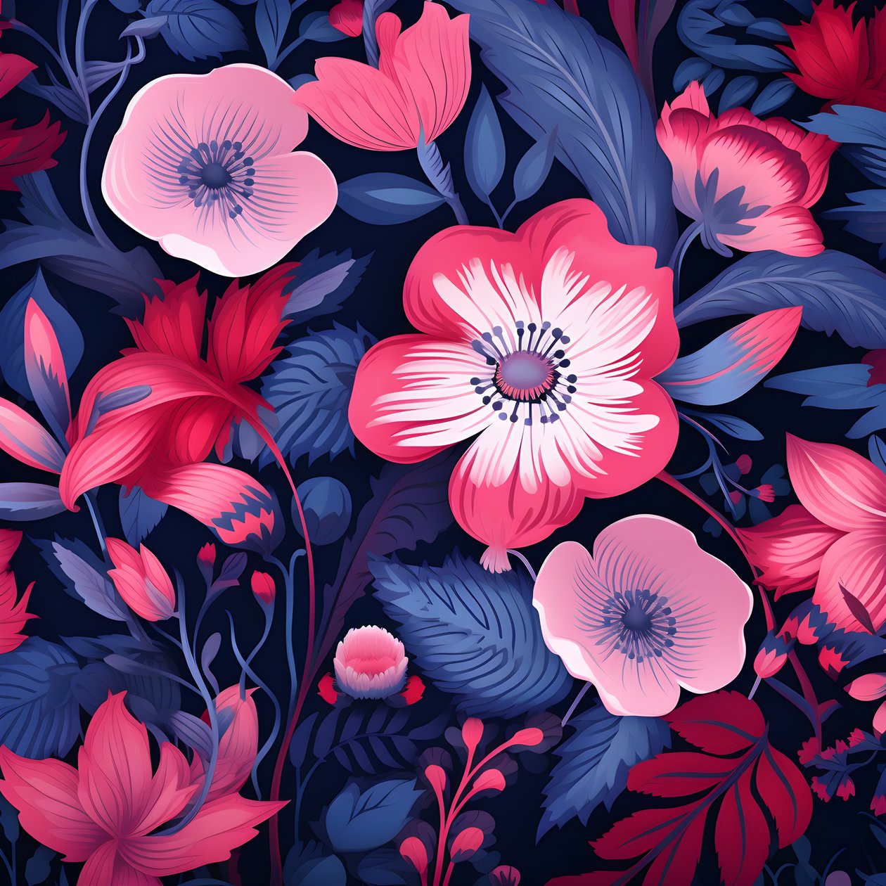 en bukett blommor i rosa och blått 3 av Kurt Heppke