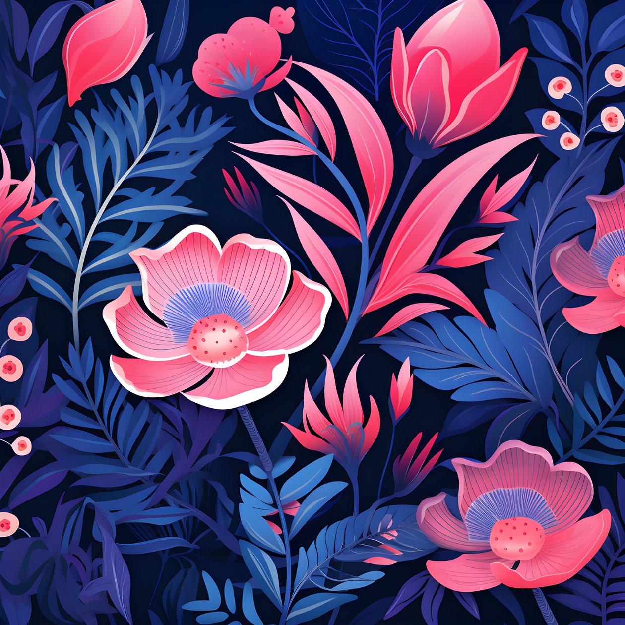 en bukett blommor i rosa och blått 4 av Kurt Heppke