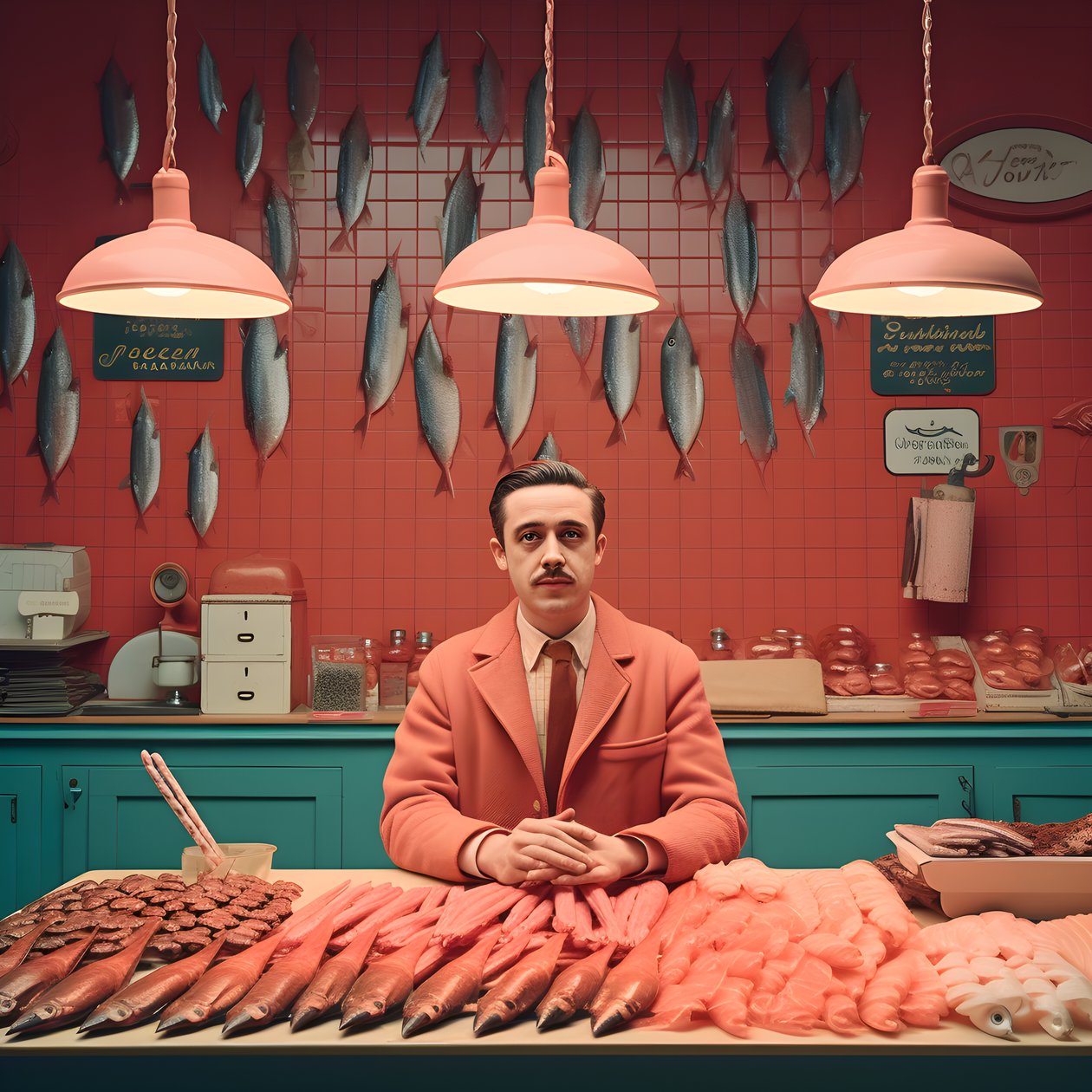 en surrealistisk bild av en polsk fiskhandlare från 1950-talet 2 av Kurt Heppke