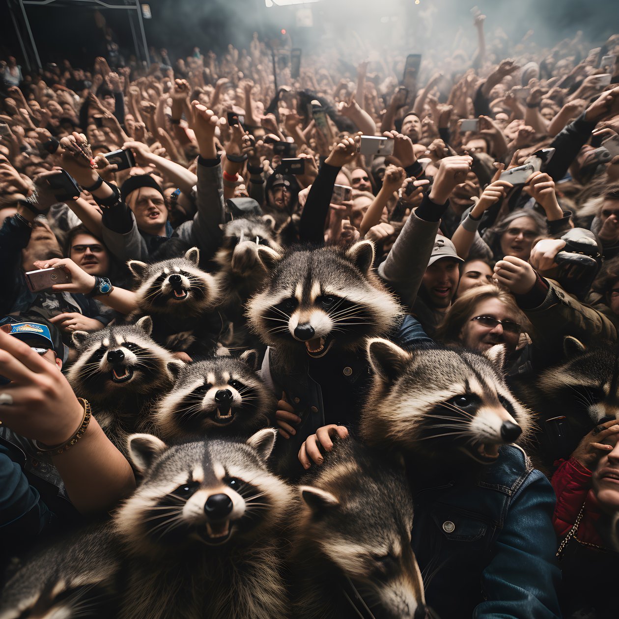 en hord full av tvättbjörnar på en rockshow 2 av Kurt Heppke