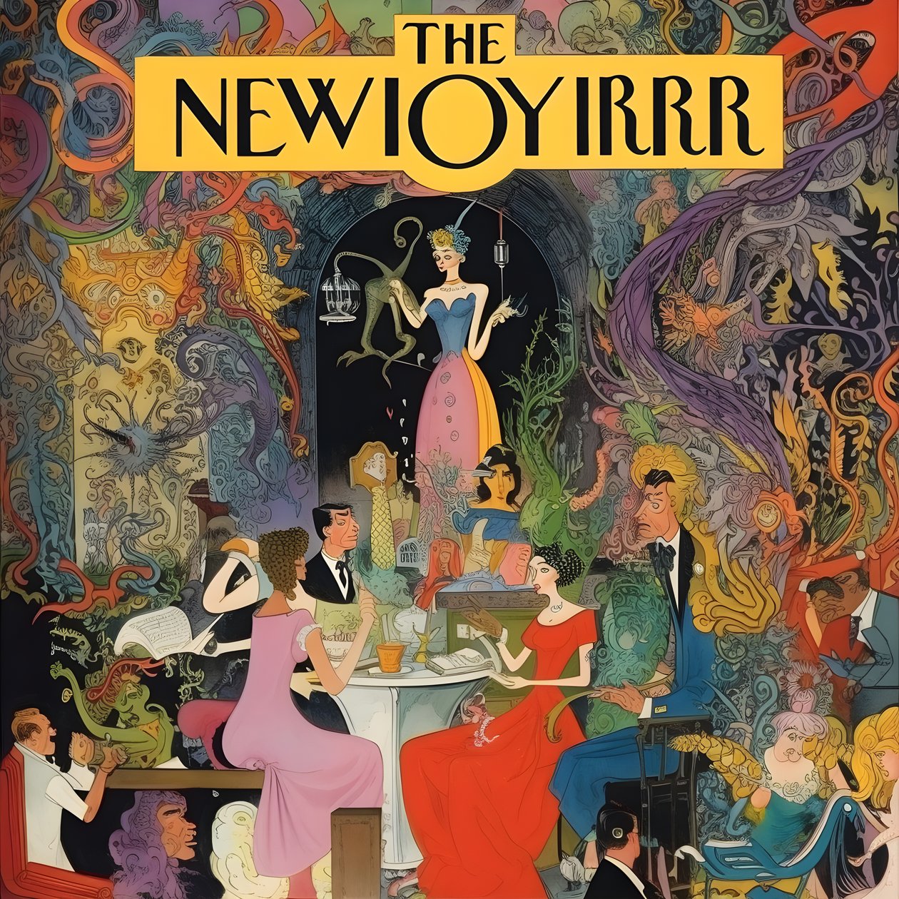 färgglada new yorker cover vintage tecknad gag 3 av Kurt Heppke