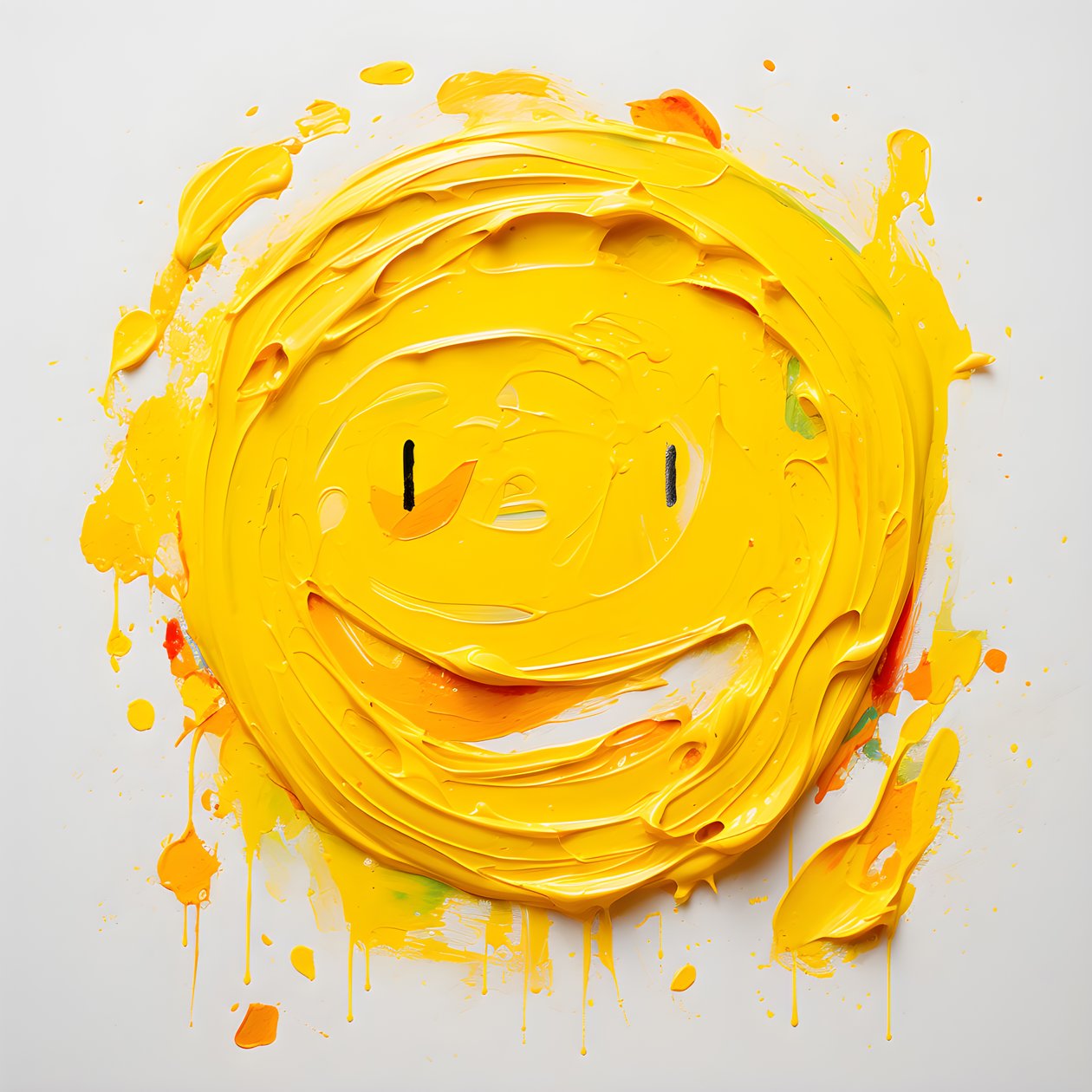 gul smiley målad i impasto 2 av Kurt Heppke