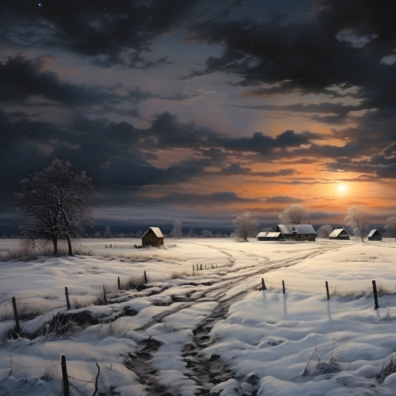 snöigt landskap. En mediefarm 2 av Kurt Heppke