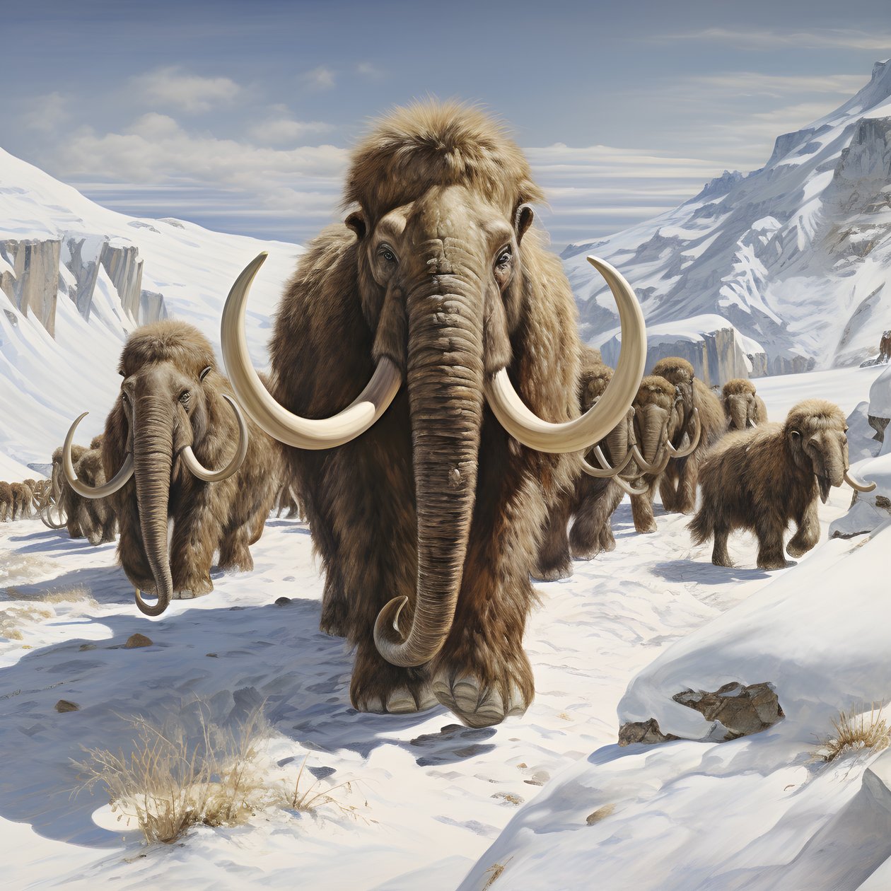 woolie mammutflock i tundran 1 av Kurt Heppke