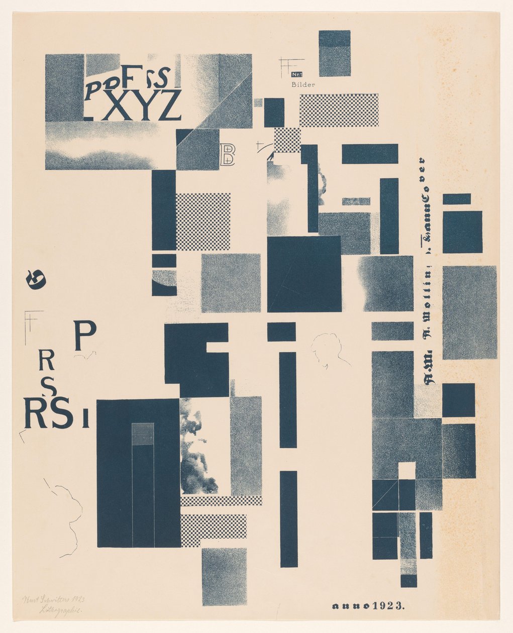 Komposition med typografiska element av Kurt Schwitters (signed by artist)