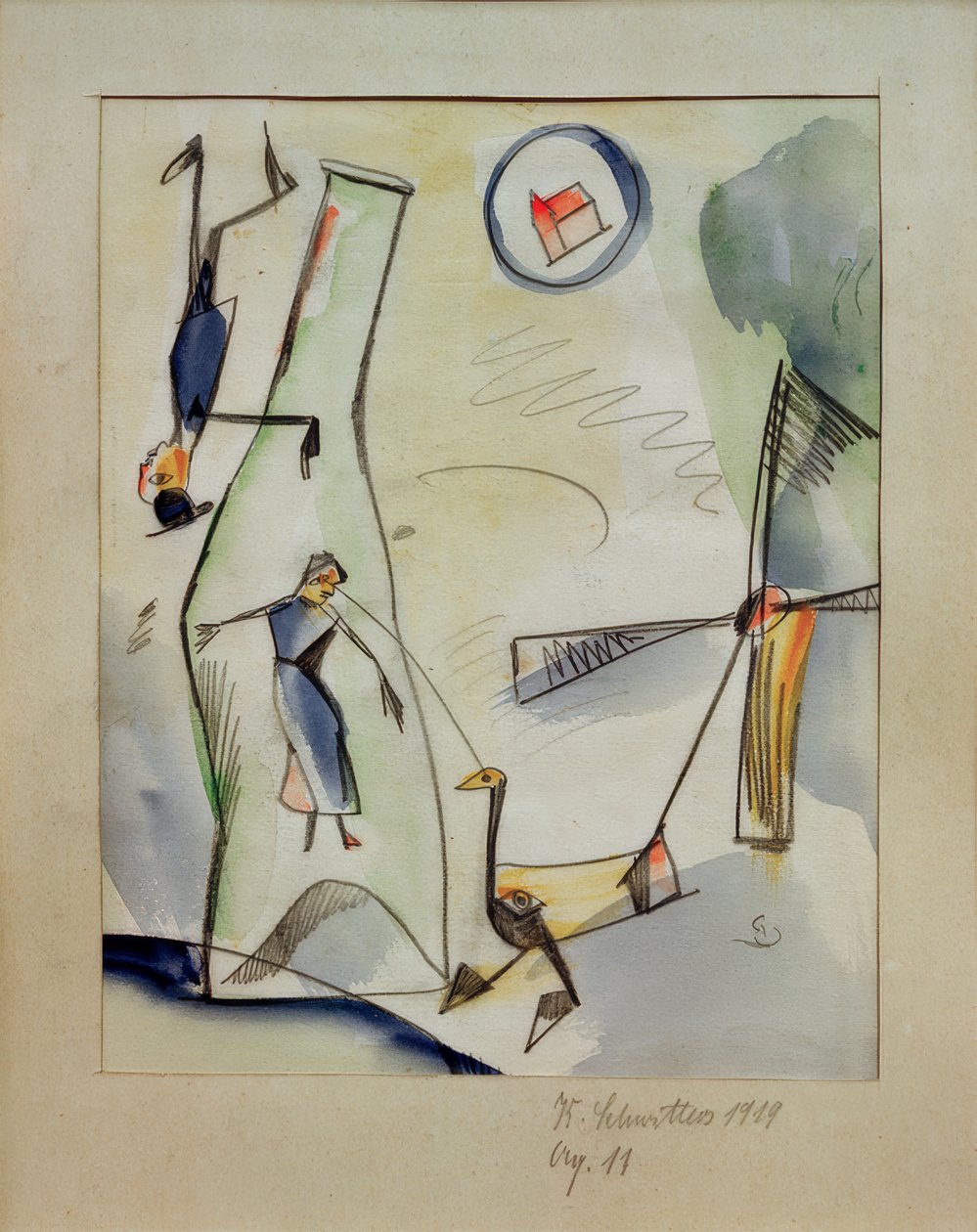 Aq. 11 (Bildkvinna och gås) av Kurt Schwitters