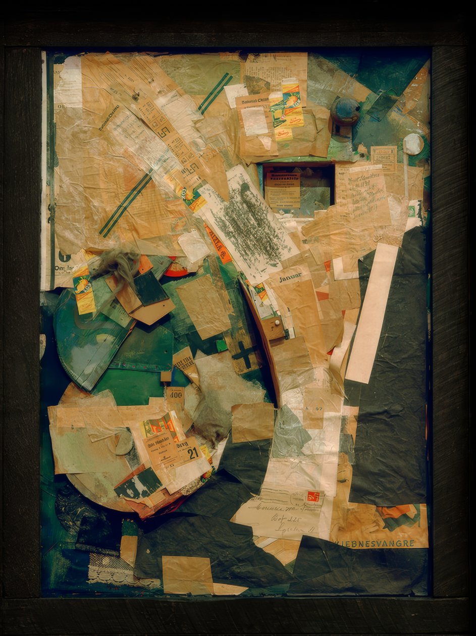 Bild med rymdväxter / bild med 2 små hundar av Kurt Schwitters