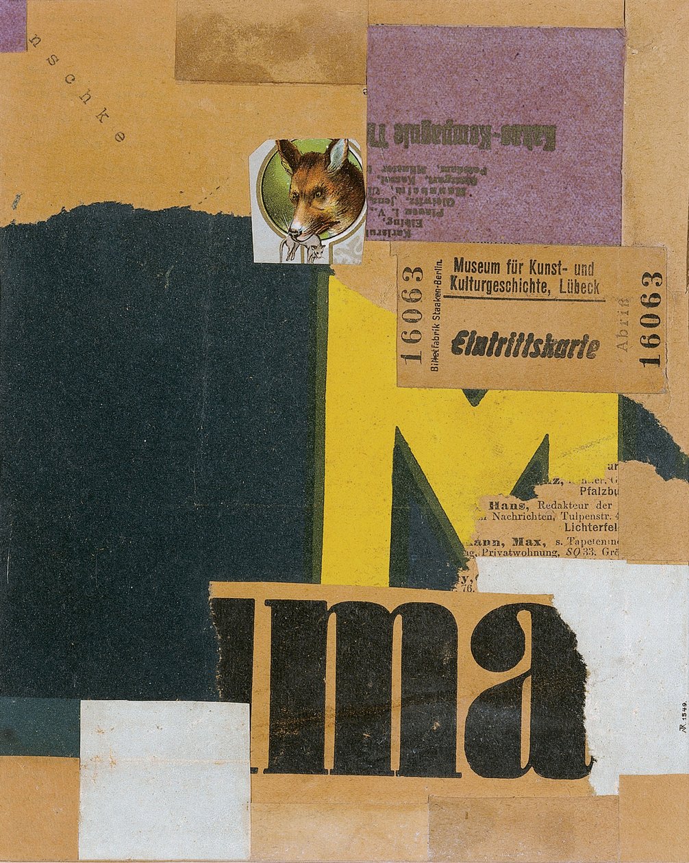Entrébiljett Mz 456, 1922 av Kurt Schwitters