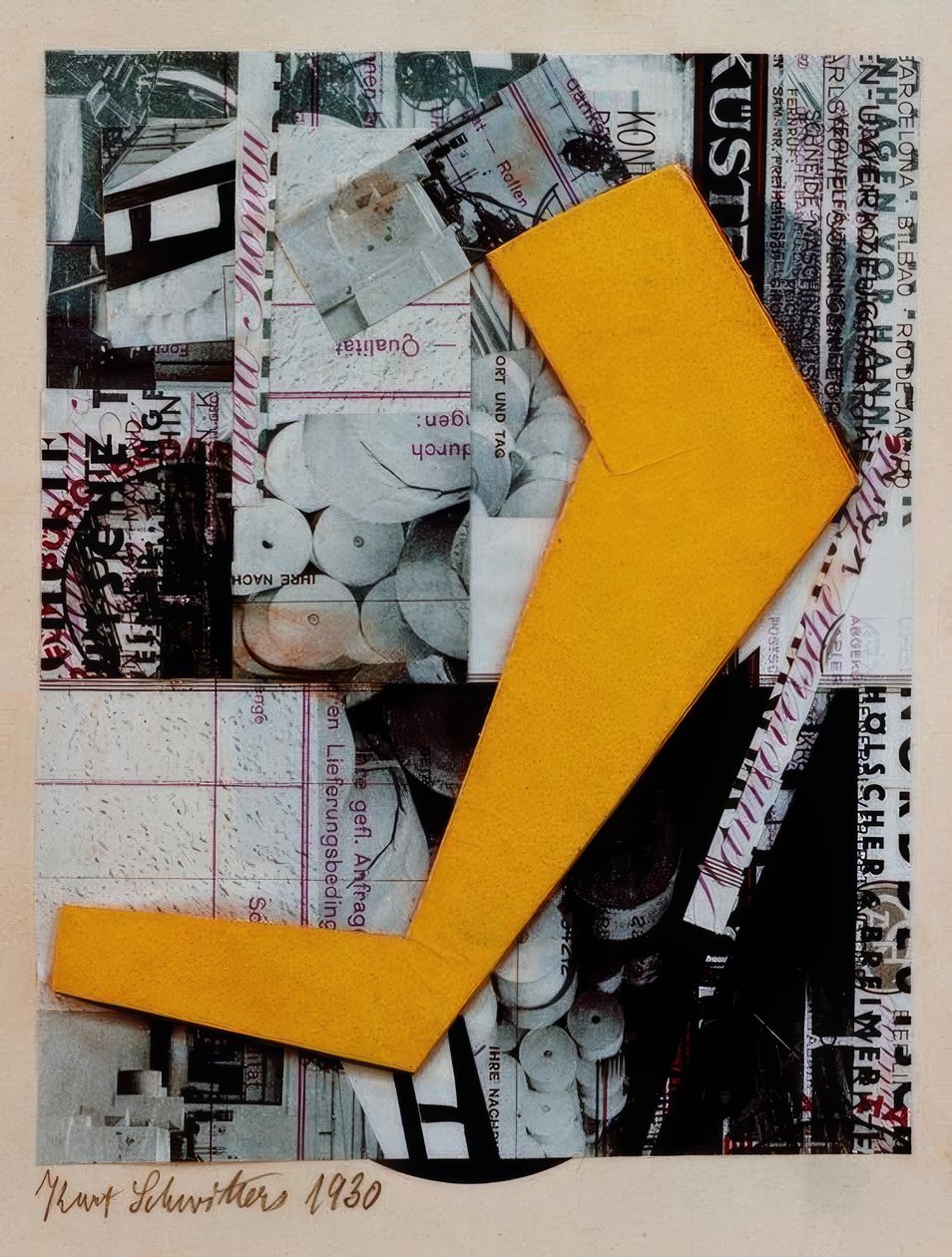 Namnlös (med gul form) av Kurt Schwitters