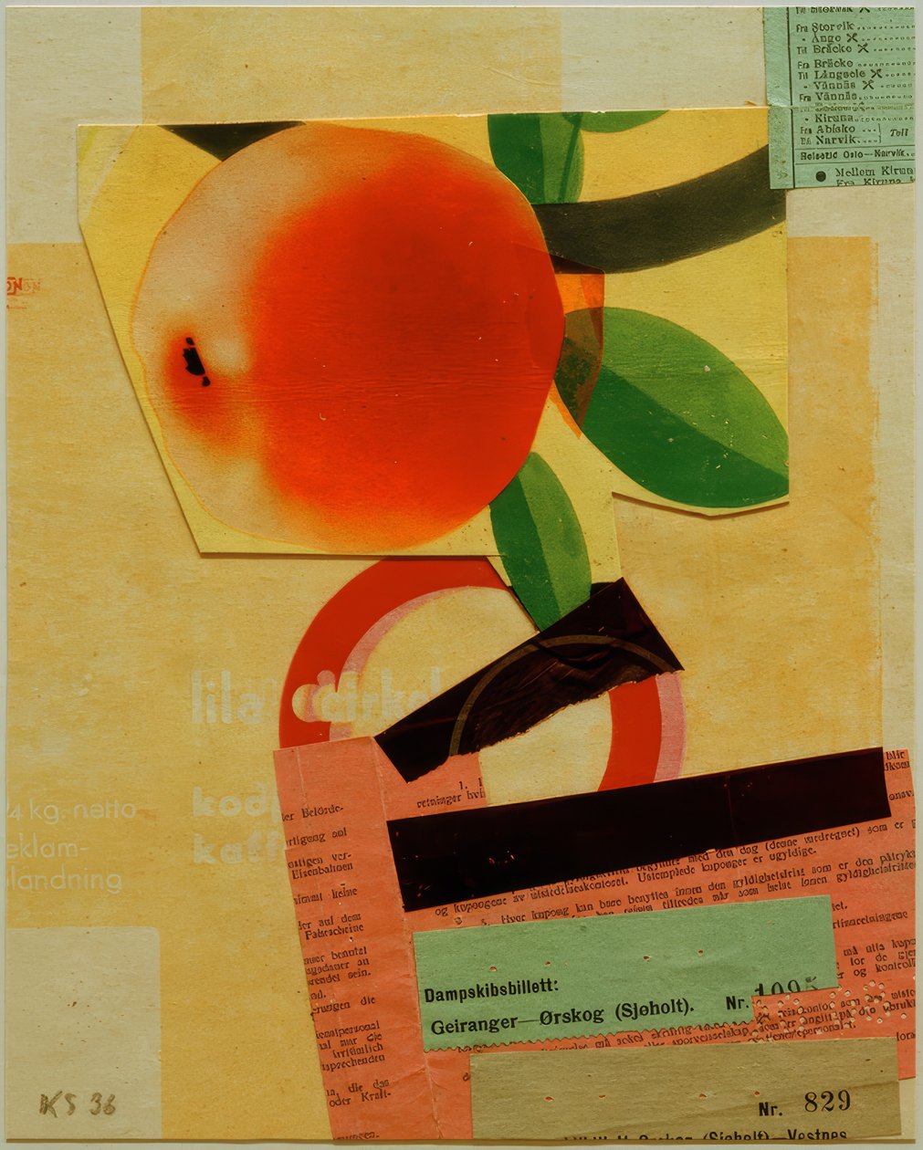 Namnlös (med rött äpple) av Kurt Schwitters