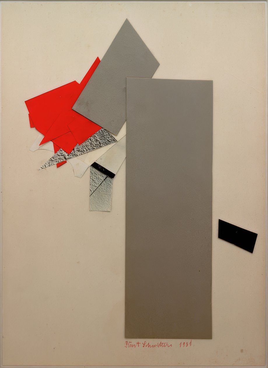 Namnlös (röd, grå, svart) av Kurt Schwitters