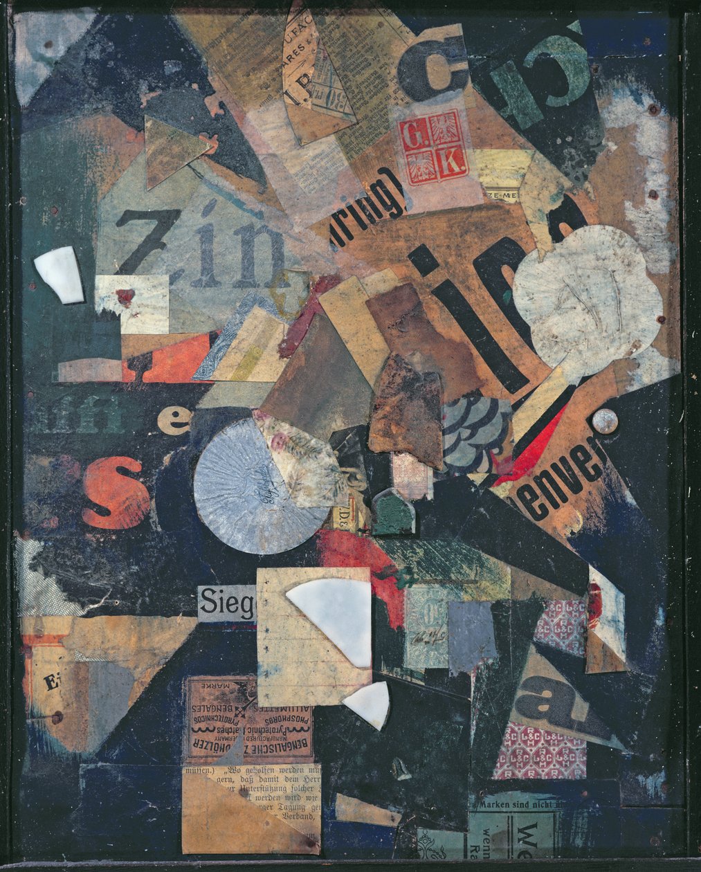 Victory (olja och collage på tidning) av Kurt Schwitters
