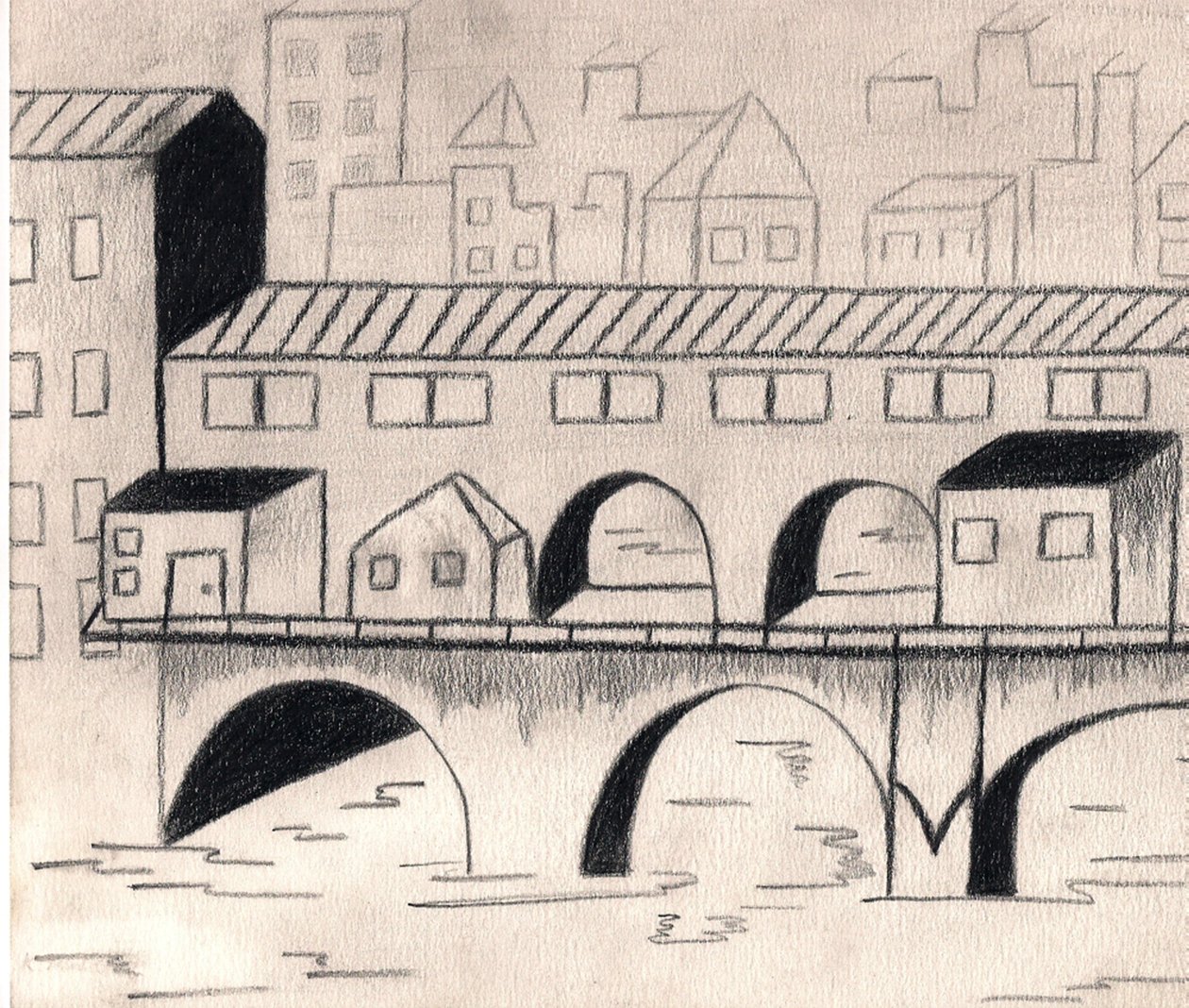 Italien, 2009 (kol, blyerts på papper) av Kurtis L. Miller