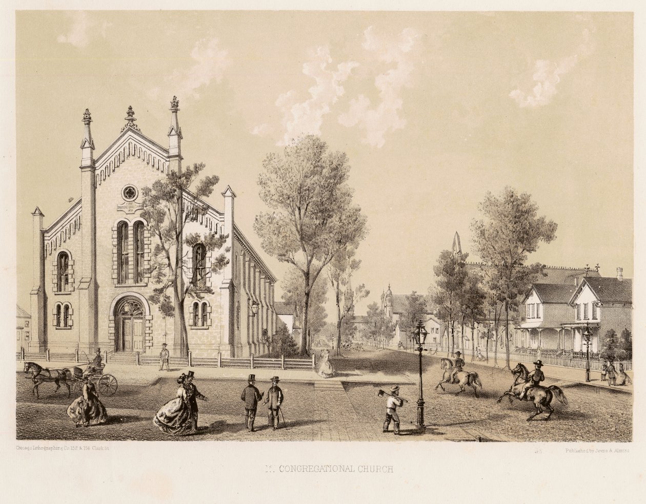 First Congregational Church, Chicago, ca 1867 av Kurz and Allison