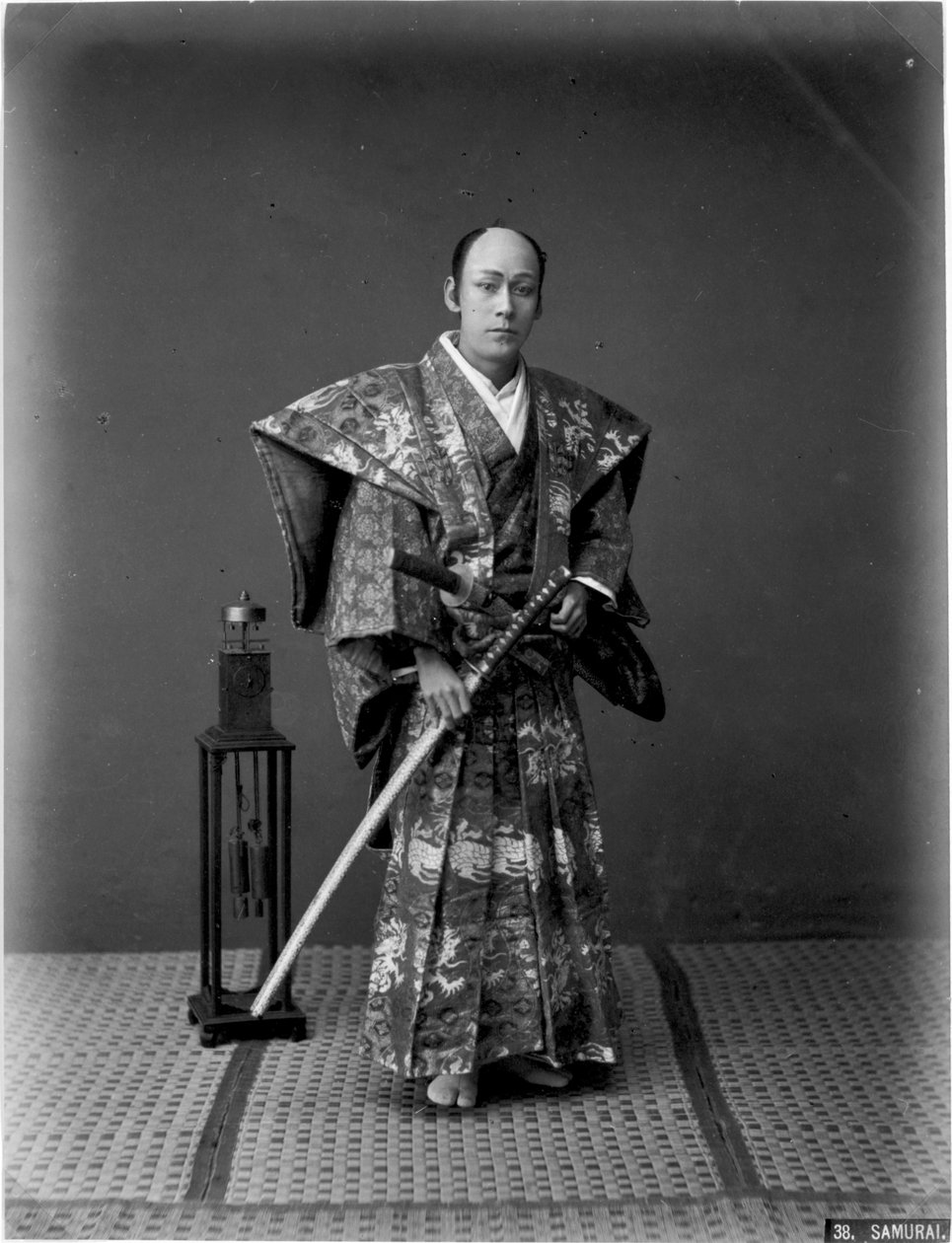 Samurai Warrior, 1880-talet (handfärgat albumintryck) av Kusakabe Kimbei