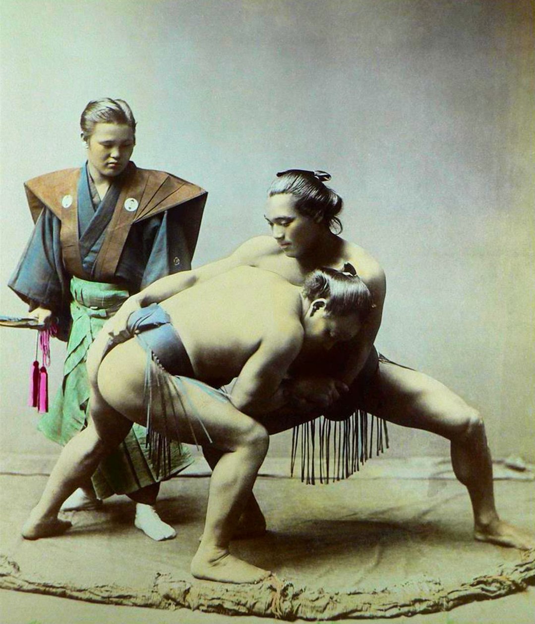 Sumobrottare, ca 1880 (foto) av Kusakabe (attr. to) Kimbei