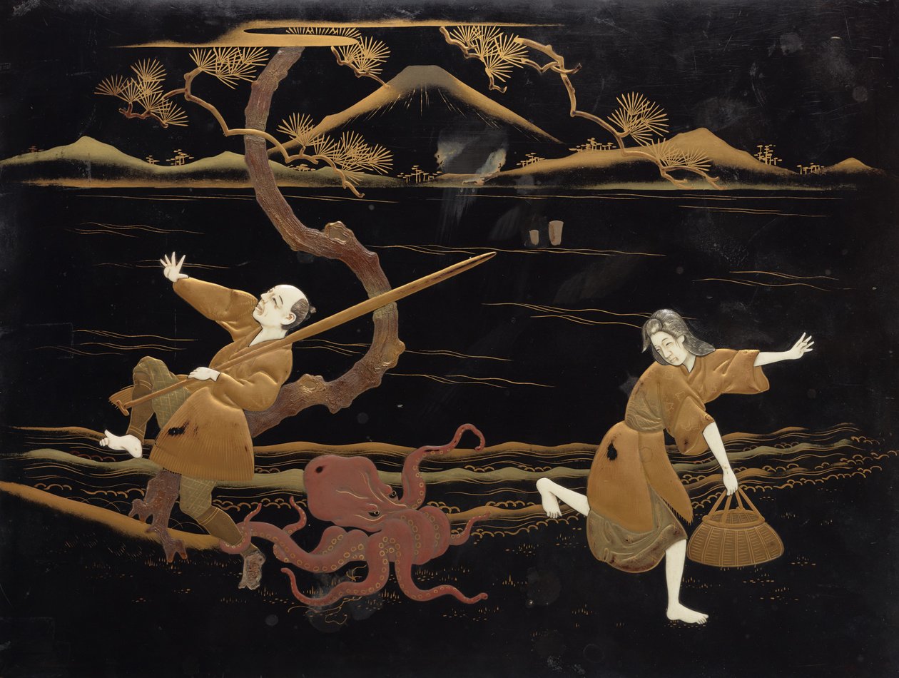 Album. (ryggtitel) [Japanskt album: porträtt, grupporträtt, yrken och vyer, plus några i Ceylon  Indien] av Kusakabe Kimbei
