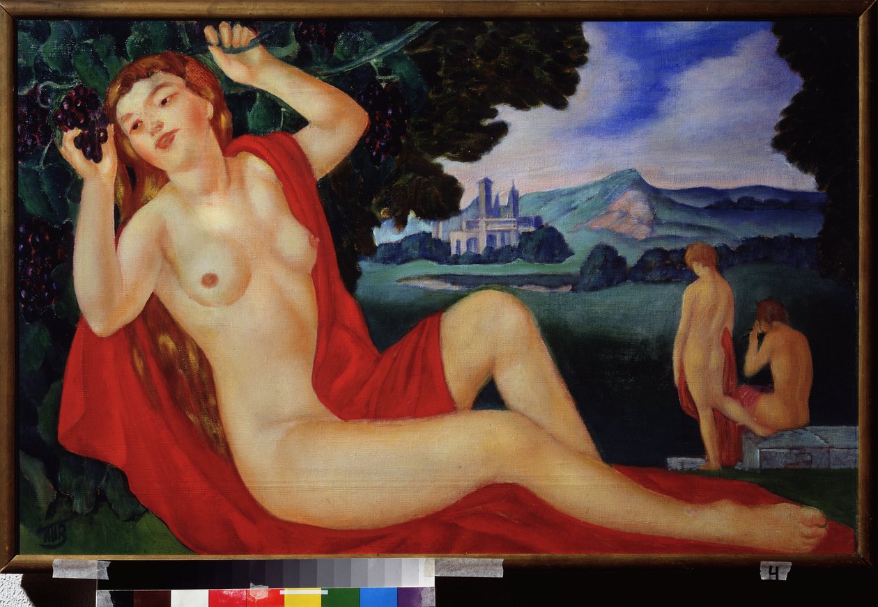 Bacchante. Målning av Kuzma Sergeyevich Petrov Vodkin (Petrov-Vodkin) (Kouzma Petrov Vodkin) (Petrov-Vodkin) (1878-1939), olja på duk av Kuzma Sergeevich Petrov Vodkin