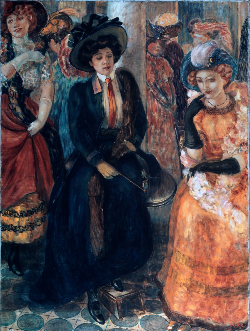 På ett kafé. Målning av Kuzma Sergeevich Petrov Vodkin (Petrov-Vodkin) (Kouzma Petrov Vodkin) (Petrov-Vodkin) (1878-1939), olja på duk av Kuzma Sergeevich Petrov Vodkin