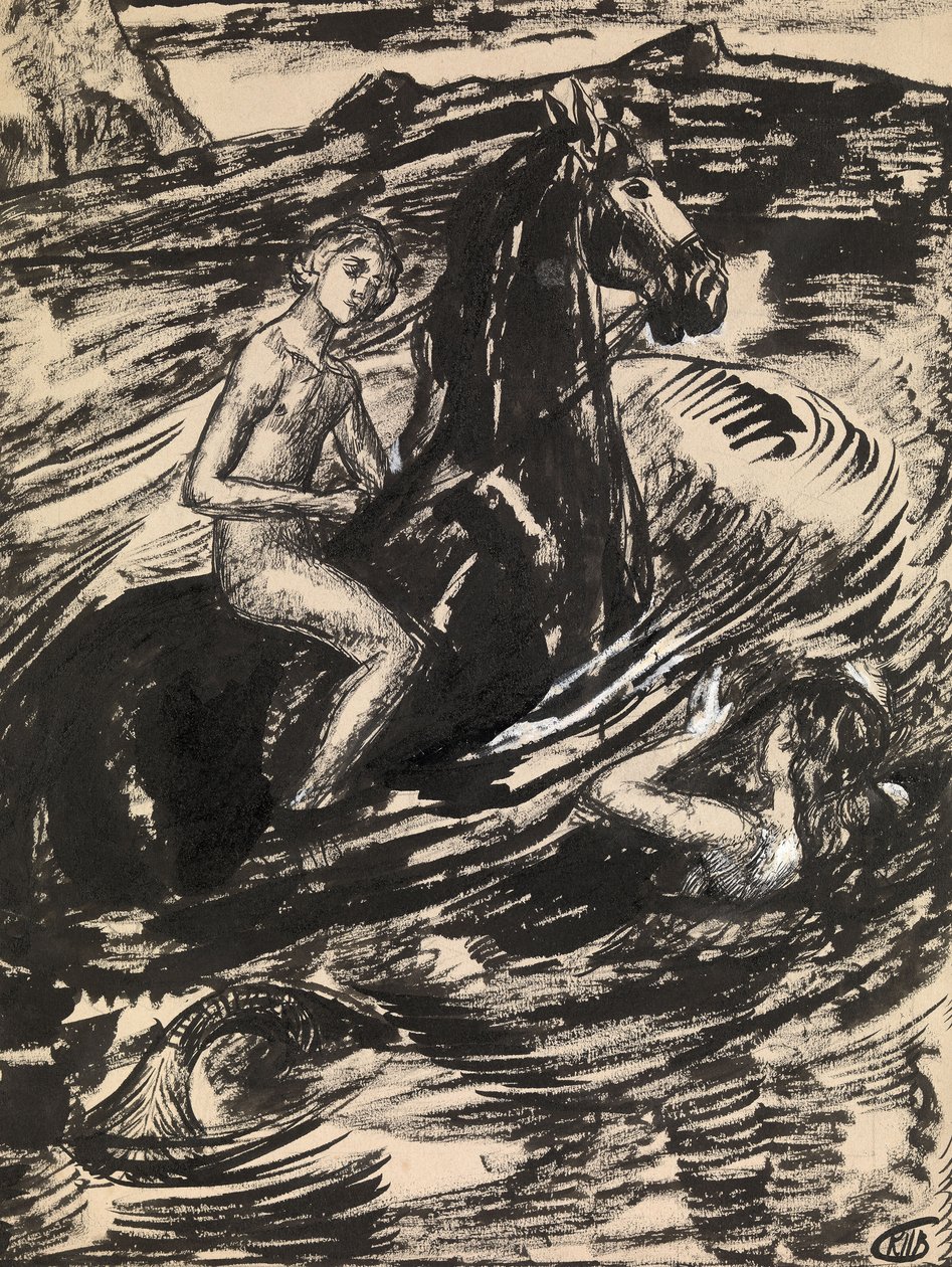 Illustration för The Princess of the Tide av Mikhail Lermontov av Kuzma Sergeevich Petrov Vodkin
