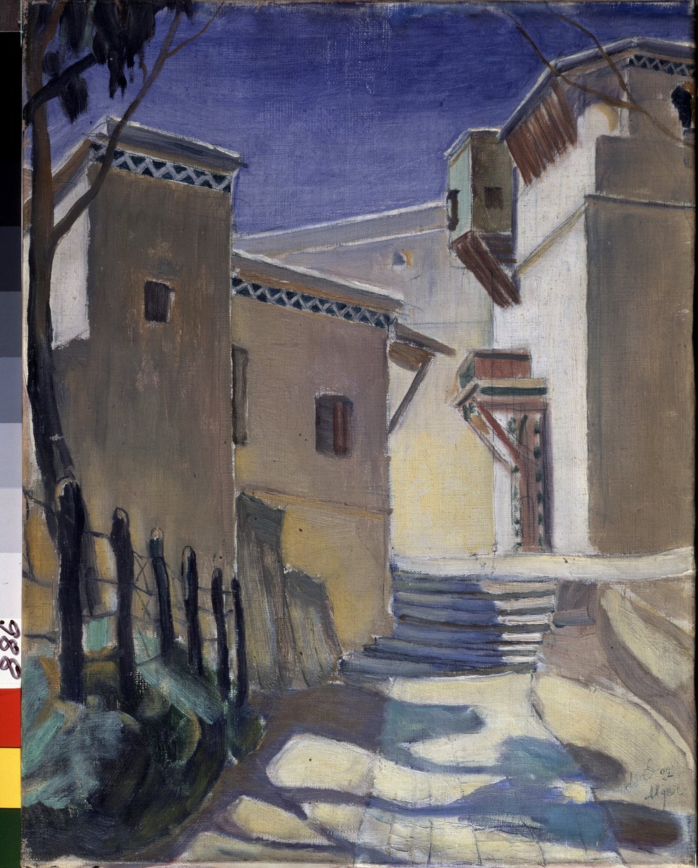 The casbah (kasbah), Of Algeria (Casbah, Algiers) - Målning av Kuzma Sergeevich Petrov Vodkin (Petrov-Vodkin) (Kouzma Petrov Vodkine) (Petrov-Vodkine) (1878-1939), olja på duk av Kuzma Sergeevich Petrov Vodkin