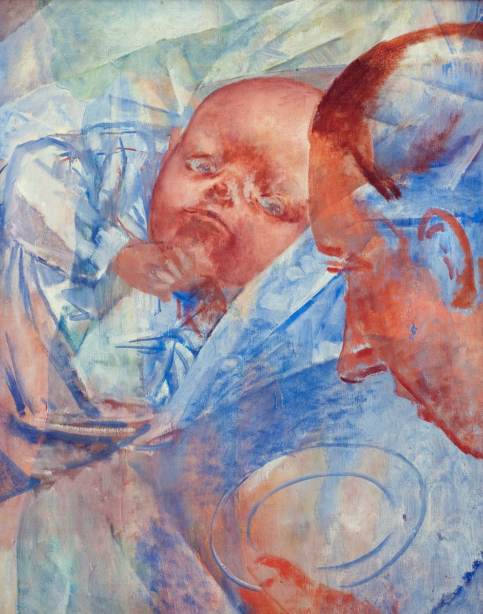 Mor och barn - Petrov-Vodkin (Petrov Vodkin), Kuzma Sergeyevich (1878-1939) - 1922 - Olja på duk - 64,2x50,3 - Privat samling av Kuzma Sergeevich Petrov Vodkin